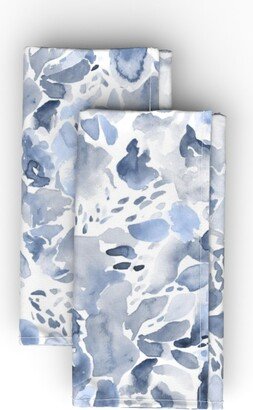 Cloth Napkins: Happy Abstract Watercolor Cloth Napkin, Longleaf Sateen Grand, Blue