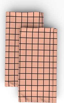 Cloth Napkins: Square Grid Cloth Napkin, Longleaf Sateen Grand, Pink