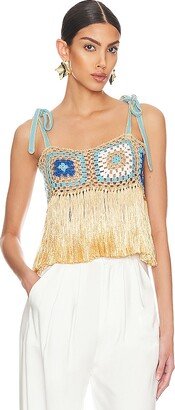 My Beachy Side Hand Crochet Patchwork Fringe Crop Top