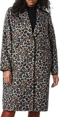 Plus Leopard Wool Blend Trench Coat