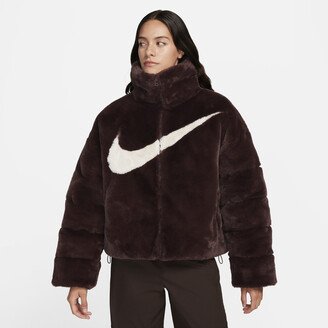 Women's Sportswear Essential Oversized Faux Fur Puffer in Brown-AA