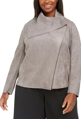 Plus Womens Faux Suede Cold Weather Wrap Coat