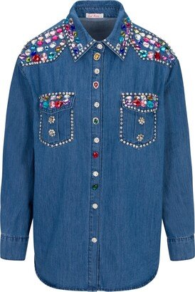 Betty Lou Sparkle Blouse - Denim Sparkle