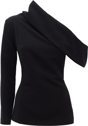 Julia Allert Cowl-Neck One Shoulder Blouse – Black