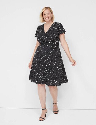 Lena Flutter-Sleeve Fit & Flare Dress