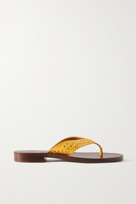 Net Sustain + Eres Broderie Anglaise Leather Flip Flops - Yellow