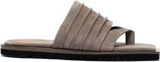 Ribbed Thong Suede Sandals