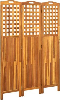 3-Panel Room Divider 47.6x0.8x66.9 Solid Acacia Wood