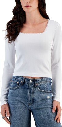 Planet Heart Juniors' Lace-Trimmed Square-Neck Seamless Top