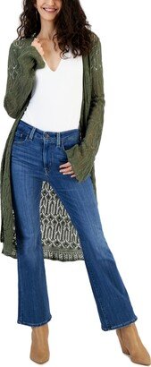 Juniors' Pointelle Bell-Sleeve Duster