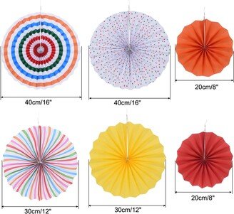 Unique Bargains 1 Set/6Pcs Paper Fans Hanging Decoration Accessories Round 8