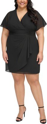 Plus Size Flutter-Sleeve Sheath Dress