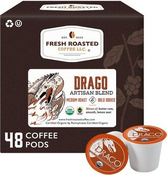 Fresh Roasted Coffee - Organic Drago Artisan Blend Medium Roast Single Serve Pods - 48CT