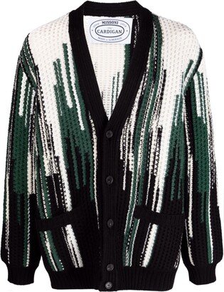 Graphic-Print Buttoned Cardigan