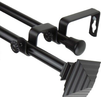 InStyleDesign Black Square Adjustable Double Curtain Rod