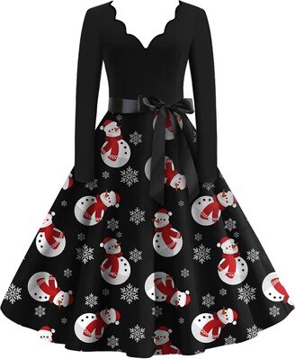 Generic Christmas Dress 2023 Womens Dresses Christmas Dress for Women Midi Women's Blouses Christmas Dress Women Petite High Shirts Dress Christmas Women Western Flapper Blouses 2-Black 4X-Large