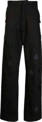 Embroidered-Design Straight Trousers-AA