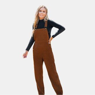 Women' Corduroy Button-Up Overall - Cuphe-S-Brown