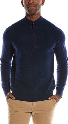 Suede-Trim Cashmere Mock Sweater-BB