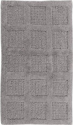 Knightsbridge Square Honeycomb 100% Cotton Reversible Bath Rug 20 X 30 Silver