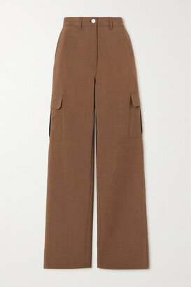 Woven Wide-leg Cargo Pants - Brown