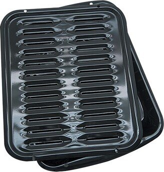 13x16 Porcelain Broiler Pan & Grill Black