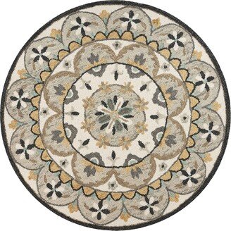 Radiance RDC54100 6' x 6' Round Area Rug - Ivory, Gray