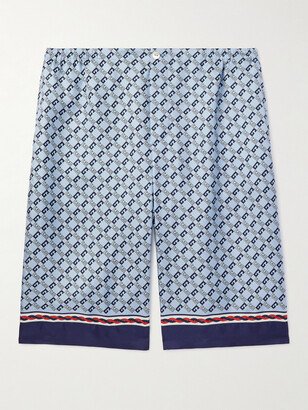 Straight-Leg Printed Silk-Twill Shorts