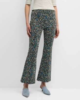 High-Rise Carpet Foam Jacquard Flare Crop Pull-On Pants