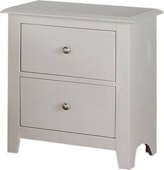 Pine Wood Nightstand with 2 Drawers White