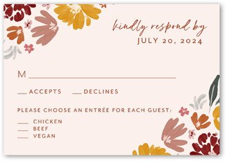 Rsvp Cards: Bright Blossoms Wedding Response Card, Brown, Matte, Signature Smooth Cardstock, Square