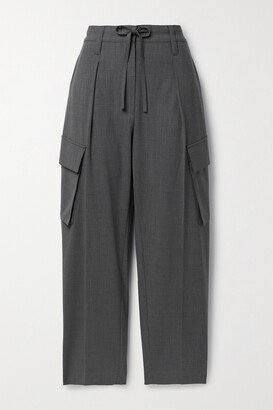 Pleated Wool-blend Tapered Pants - Gray