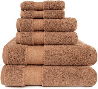 Turkish Highly Absorbent Solid 6Pc Ultra-Plush Turkish Cotton Towel Set-AG