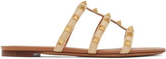 Beige Rockstud Flat Sandals