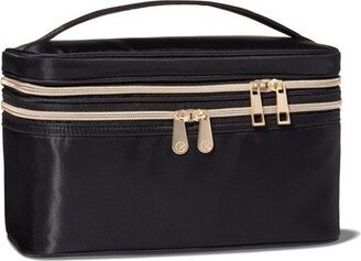 Double Zip Train Case Makeup Bag - Black