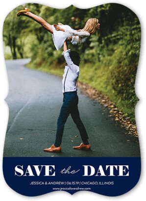 Save The Date Cards: Clean Announcement Save The Date, Blue, 5X7, Matte, Signature Smooth Cardstock, Bracket