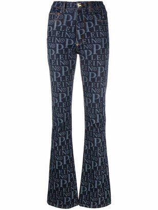 All-Over Logo Flared Jeans