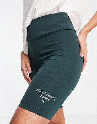 Wellness Club legging shorts in dark green