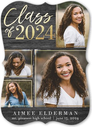 Graduation Announcements: Natural Grad Graduation Announcement, Grey, 5X7, Pearl Shimmer Cardstock, Bracket