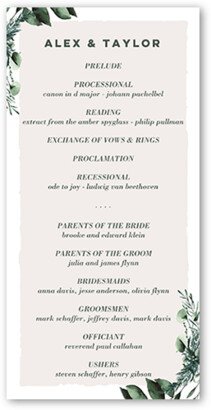 Wedding Program Cards: Rehearsal Bough Wedding Program, White, 4X8 Flat Program, Matte, Signature Smooth Cardstock, Square