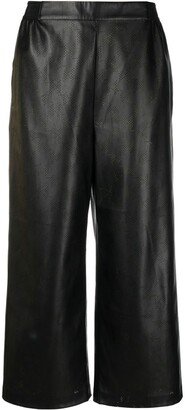 Perforated Faux-Leather Trousers