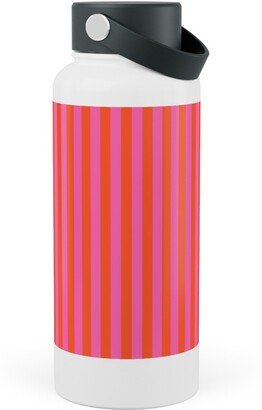 Photo Water Bottles: Piccadilly Pinstripes In Mod - Orange And Pink Stainless Steel Wide Mouth Water Bottle, 30Oz, Wide Mouth, Pink