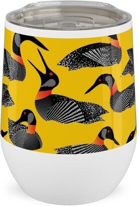 Travel Mugs: Common Loon Of Canada - Yellow Stainless Steel Travel Tumbler, 12Oz, Yellow