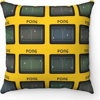 Retro Video Game Throw Pillow, Square, & Arcade Game, Spun Polyester Gaming Room, 80's Raised-AA