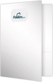 9 x 12 Presentation Folders Standard Two Pocket w/ Front Cover Center Card Slits White Gloss