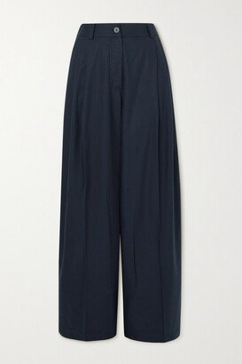 Tamara Pleated Tencel Lyocell And Cotton-blend Twill Wide-leg Pants - Blue