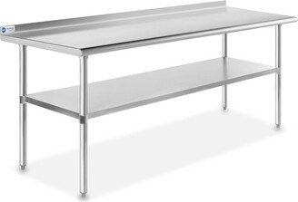 GRIDMANN Stainless Steel Table with Backsplash and Undershelf - 72 x 30 Inch, NSF Commercial Kitchen Work & Prep Table for Restaurant and Home