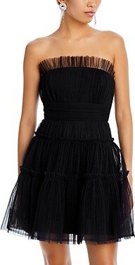 Strapless Tiered Tulle Mini Dress