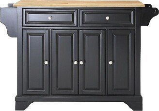 LaFayette Natural Wood Top Kitchen Island - Black