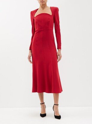 Curved Square-neck Crepe Midi Dress